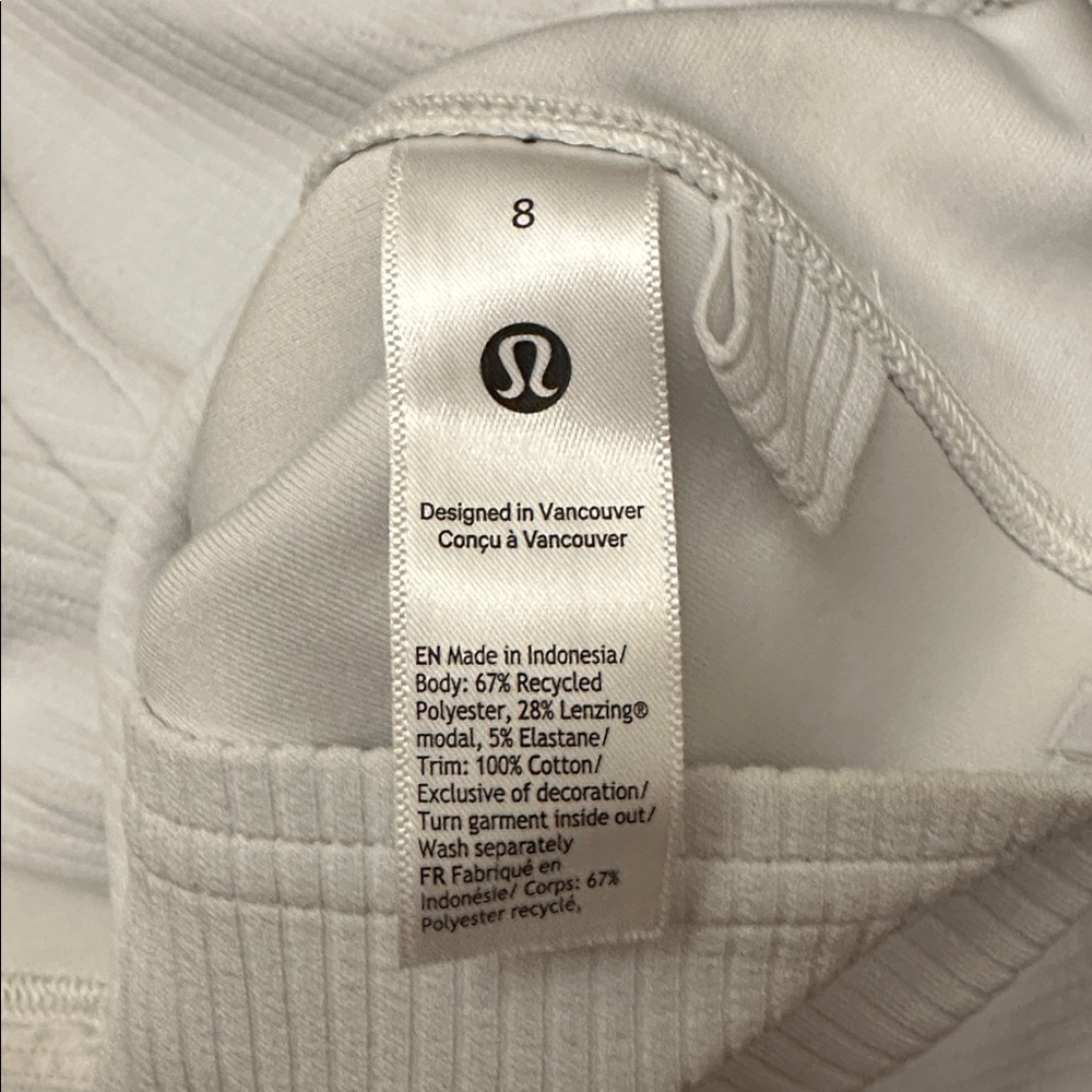 Lululemon Ribbed Softstreme Cropped White Tank Top Size 8 - Picture 8 of 8